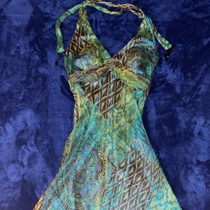 Cache Vintage Green Silk lined dress